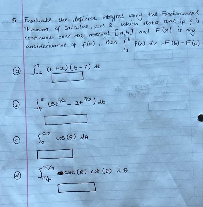 Solved 5 Evaluate the definite integral using the | Chegg.com