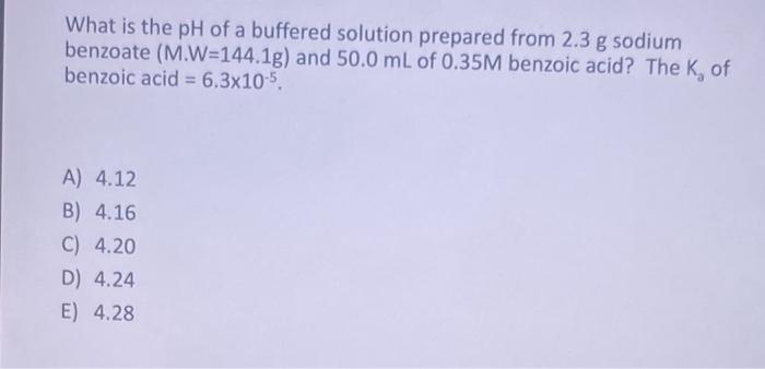 Solved What is the pH of a buffered solution prepared from | Chegg.com