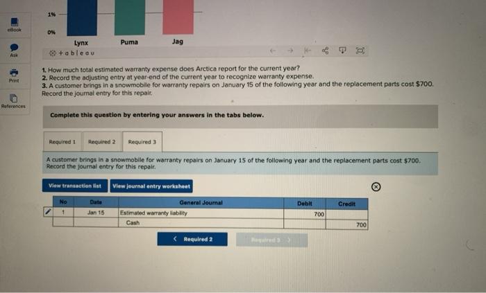 Solved Tableau DA 9-2: Exercise, Warranty Expense And | Chegg.com