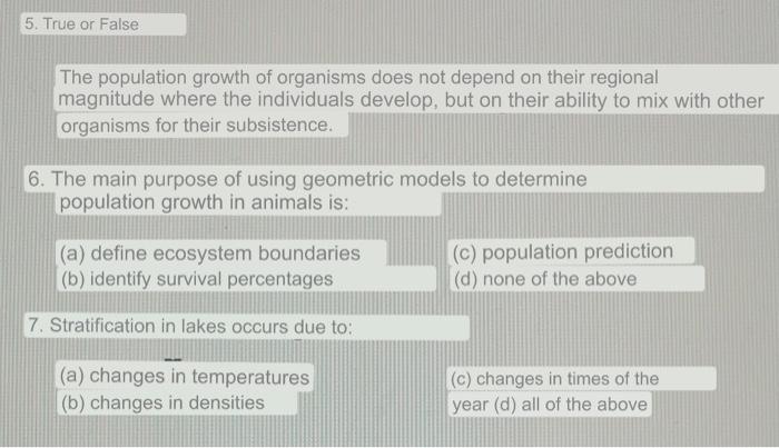 Solved The population growth of organisms does not depend on | Chegg.com