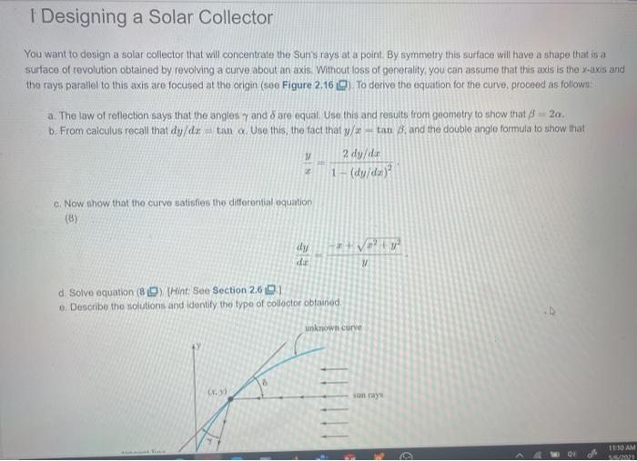 Solved I Designing a Solar Collector You want to design a | Chegg.com