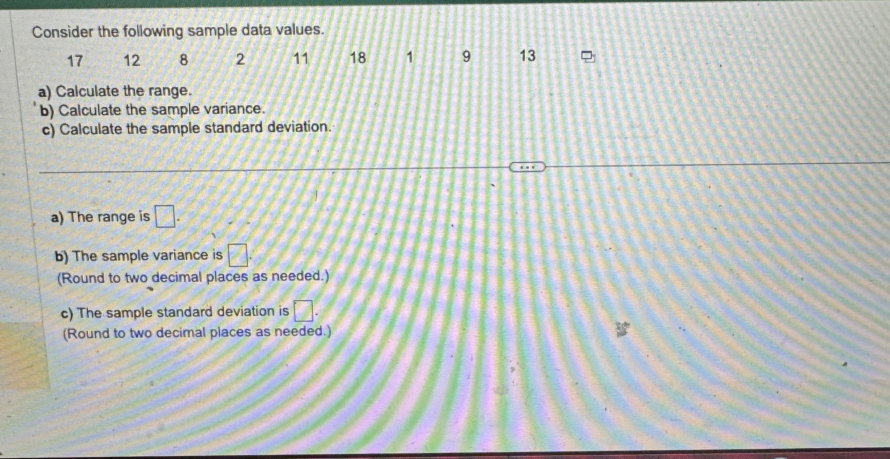 Solved Consider the following sample data | Chegg.com