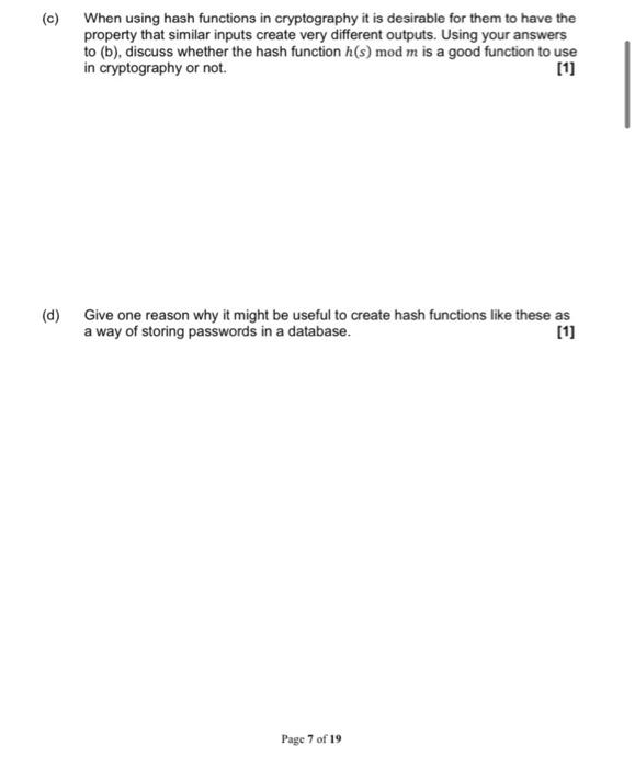 Solved 5 of 19 QUESTION 2 (10 MARKS) A hash function is a | Chegg.com