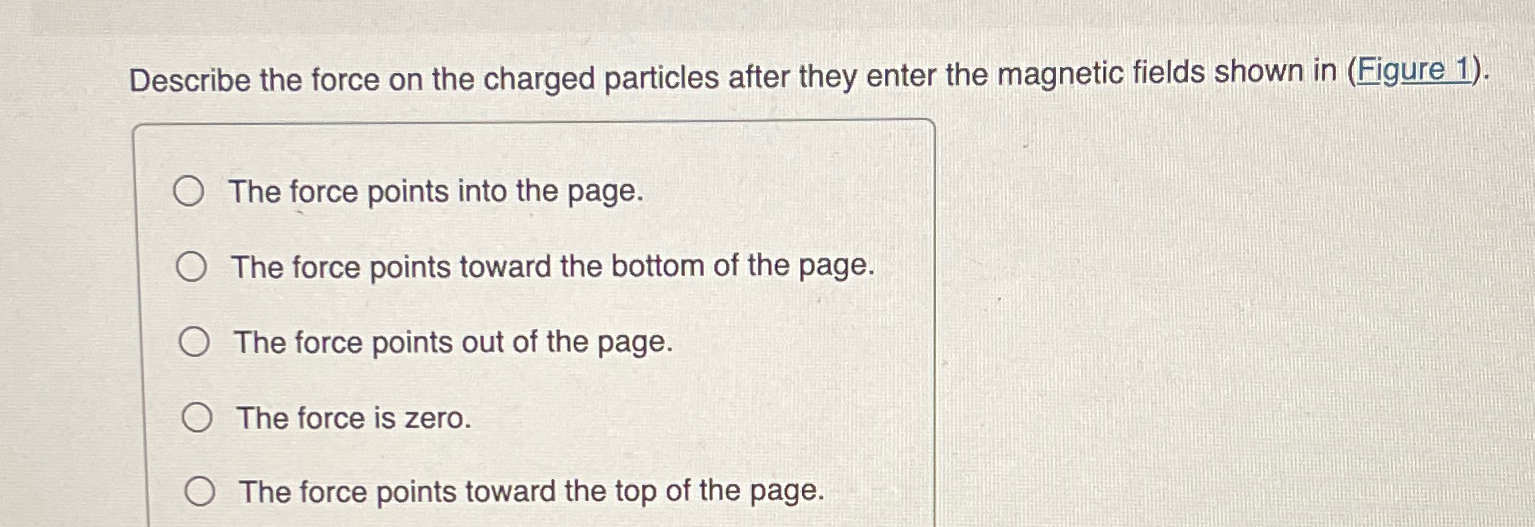 Solved Describe the force on the charged particles after | Chegg.com
