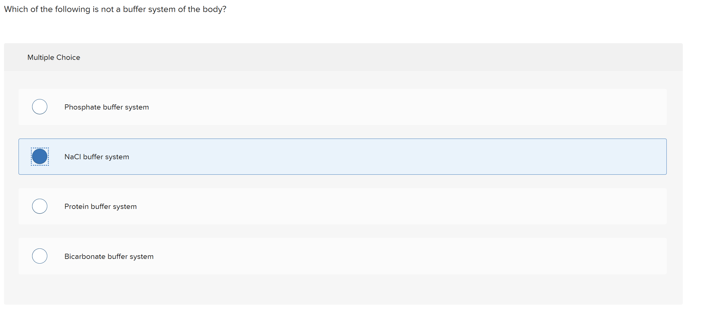 Solved Which of the following is not a buffer system of the | Chegg.com
