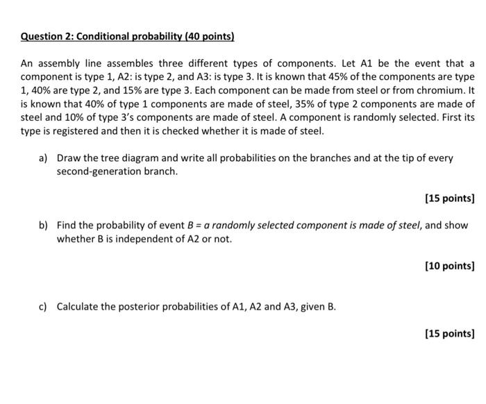 Solved Question 2: Conditional probability (40 points) An | Chegg.com