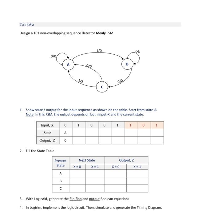 Solved Task 2 Design A 101 Non Overlapping Sequence Detector