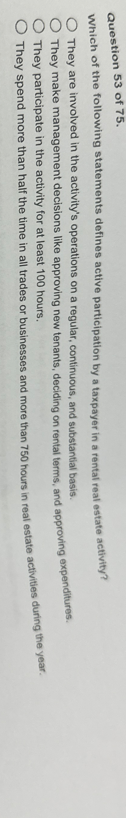 Solved Question 53 ﻿of 75 .Which of the following statements | Chegg.com