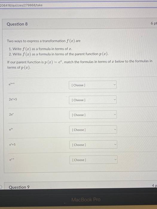 Solved Two ways to express a transformation f(x) are 1. | Chegg.com