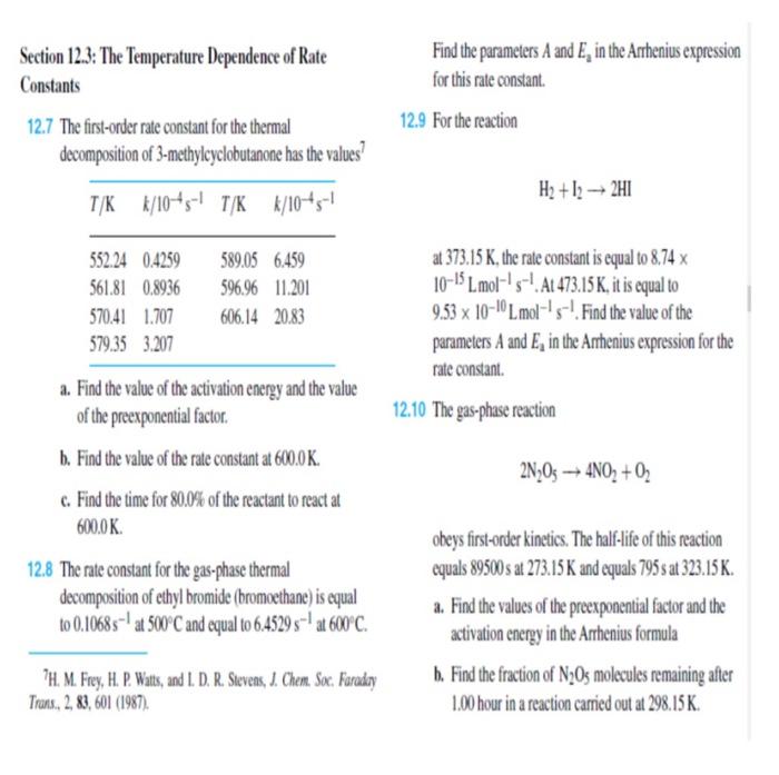 Solved Section 12.3: The Temperature Dependence of Rate | Chegg.com