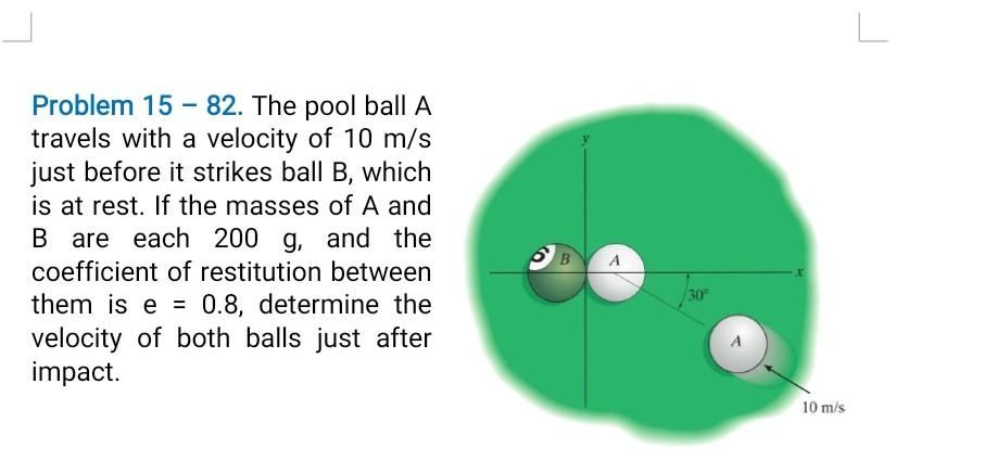 Solved Problem 15−82. The Pool Ball A Travels With A | Chegg.com