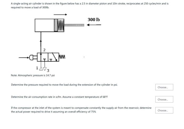 Solved A Single-acting Air Cylinder Is Shown In The Figure 