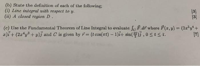 Solved (b) State The Definition Of Each Of The Following; | Chegg.com