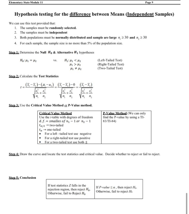Solved Elementary Stats-Module 11 Page 9 Hypothesis testing | Chegg.com