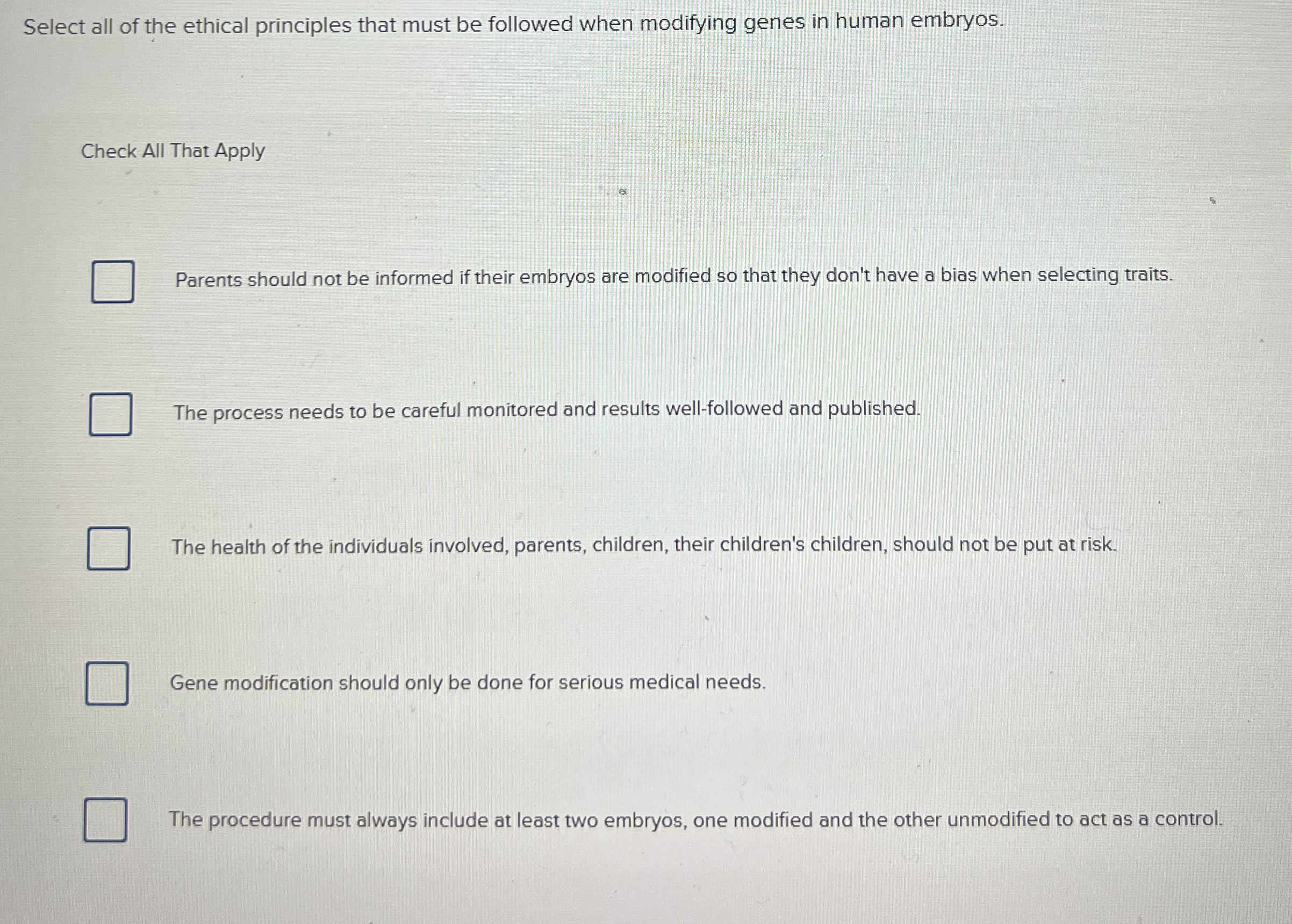 Solved Select all of the ethical principles that must be | Chegg.com