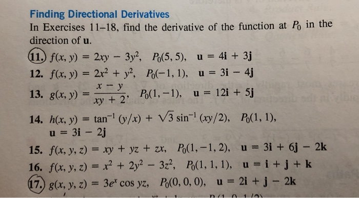 Solved Finding Directional Derivatives In Exercises 11 18 Chegg Com