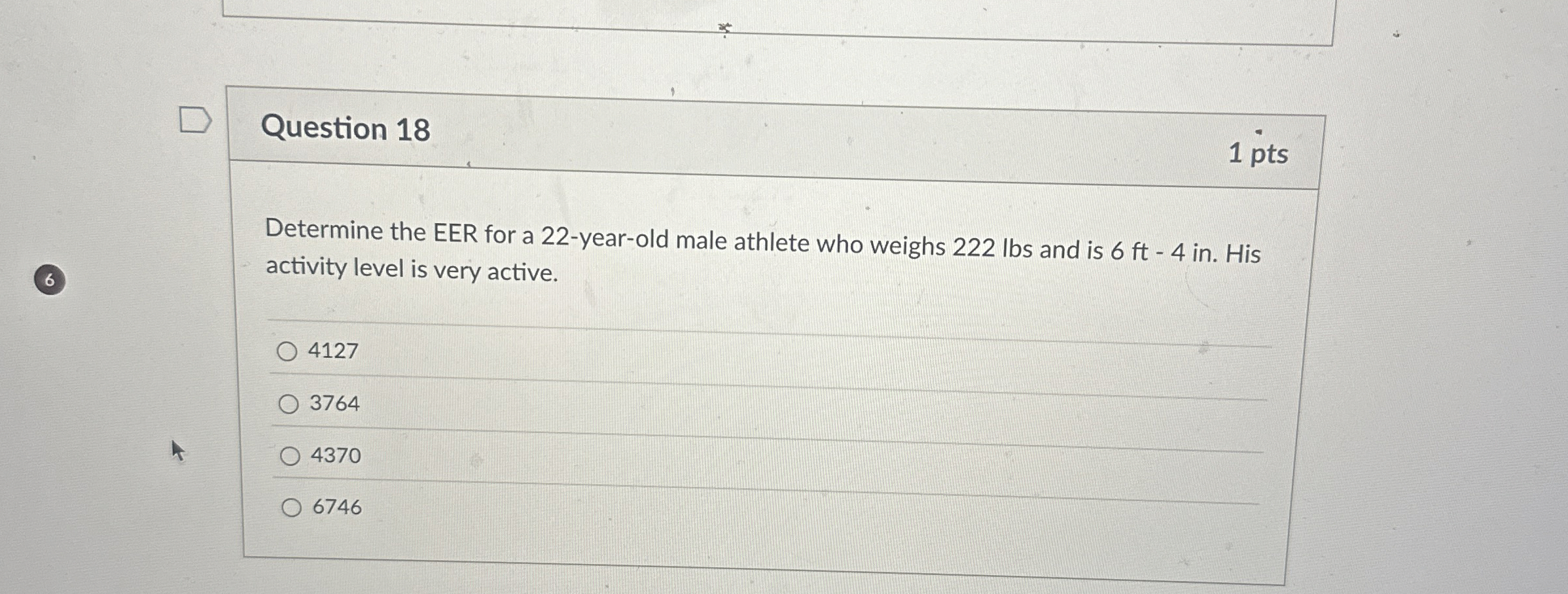 Solved Question 18Determine the EER for a 22yearold male