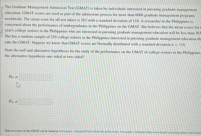 Solved The Graduate Management Admission Test (GMAT) Is | Chegg.com