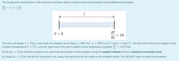 Solved The temperature distribution in the long thin rod | Chegg.com