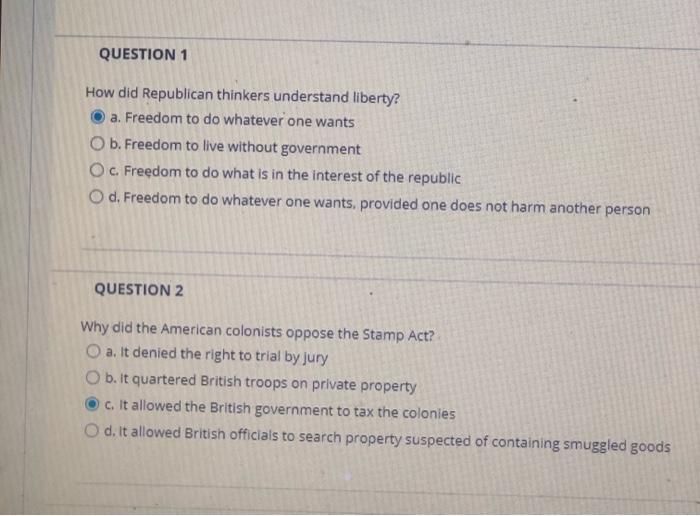 Solved QUESTION 1 How did Republican thinkers understand | Chegg.com