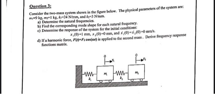 Solved Question 3: Consider the two-mass system shown in the 