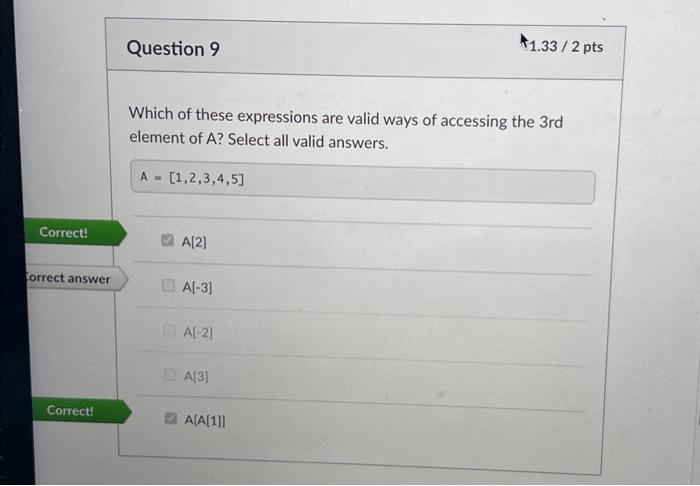 Solved Correct! Correct answer Correct! Question 9 Which of | Chegg.com