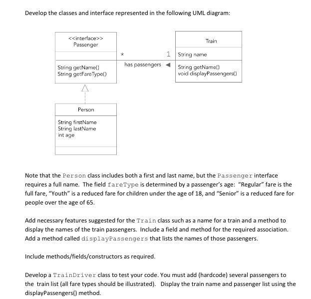 Solved Develop the classes and interface represented in the | Chegg.com