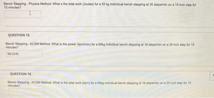 Solved Bench Stepping Physics Method Whats the total work