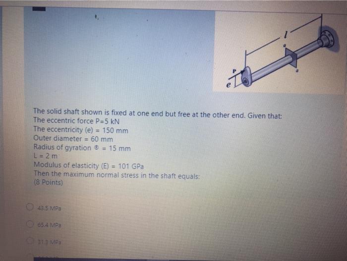 Solved The solid shaft shown is fixed at one end but free | Chegg.com