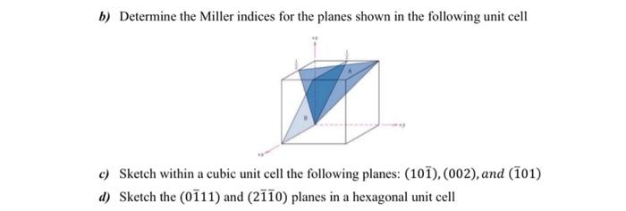 [Solved]: B) Determine The Miller Indices For The Planes Sh