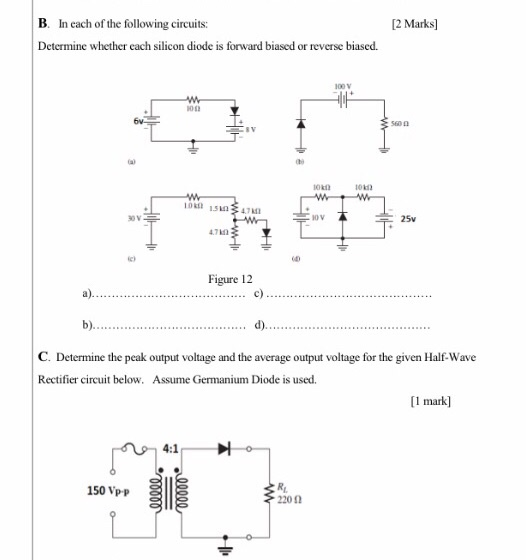 Solved [2 Marks) B. In each of the following circuits: | Chegg.com
