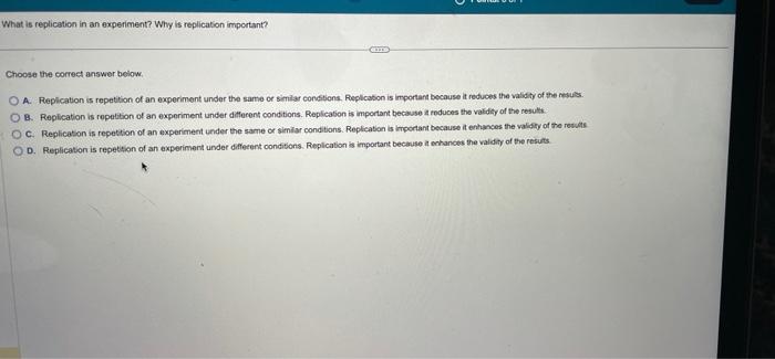 what is replication in an experiment chegg