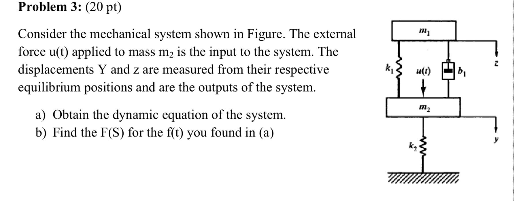 Solved Problem 3: (20pt)Consider the mechanical system shown | Chegg.com