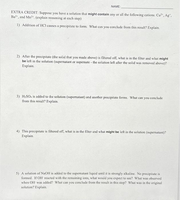 Solved EXTRA CREDIT: Suppose You Have A Solution That Might | Chegg.com