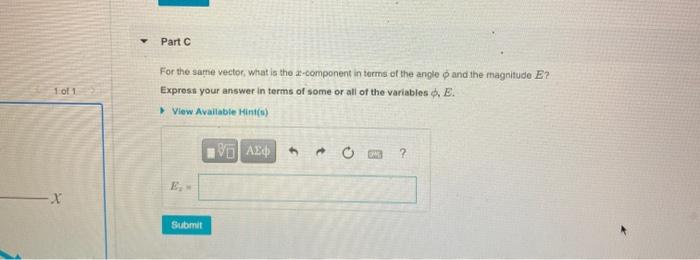 Solved Figure 1 Of 1 Y O 0 E Part A What Is The E Compone Chegg Com