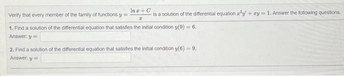 Solved Verify that every member of the family of functions | Chegg.com