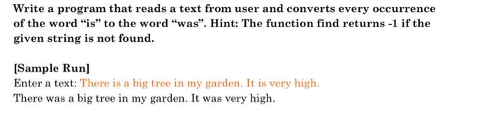 Solved Write a program that reads a text from user and | Chegg.com