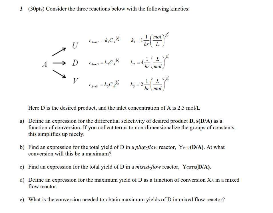 Solved 3 (30pts) ﻿Consider the three reactions below with | Chegg.com