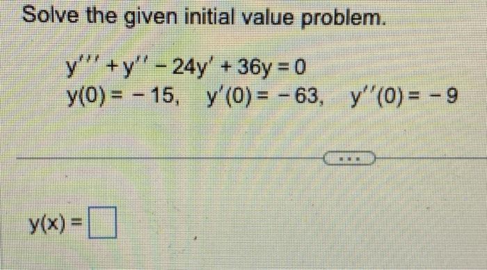 Solved Solve the given initial value problem. | Chegg.com