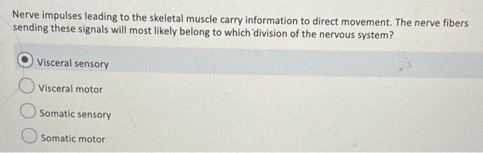 Solved Nerve impulses leading to the skeletal muscle carry | Chegg.com