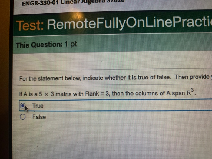 Solved For the statement below, indicate whether it is true | Chegg.com