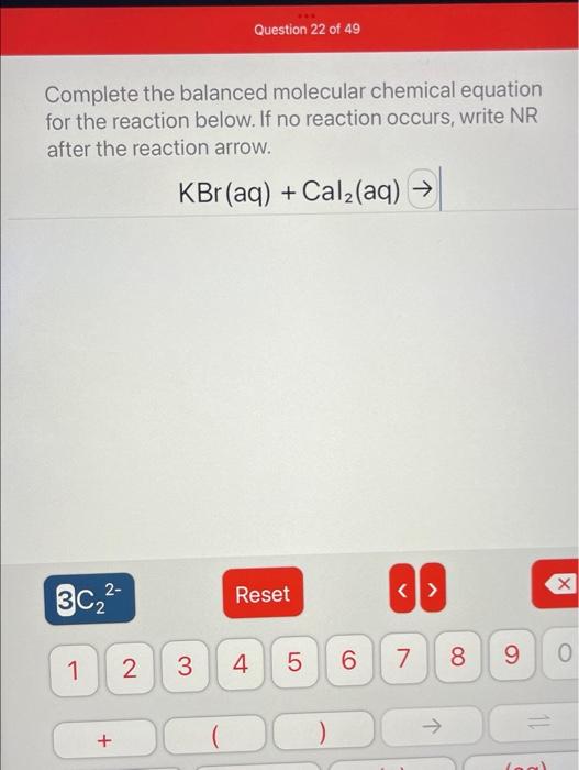 Solved Complete The Balanced Molecular Chemical Equation For | Chegg.com