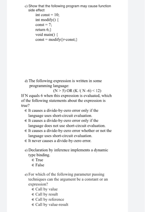 Solved c) Show that the following program may cause function | Chegg.com