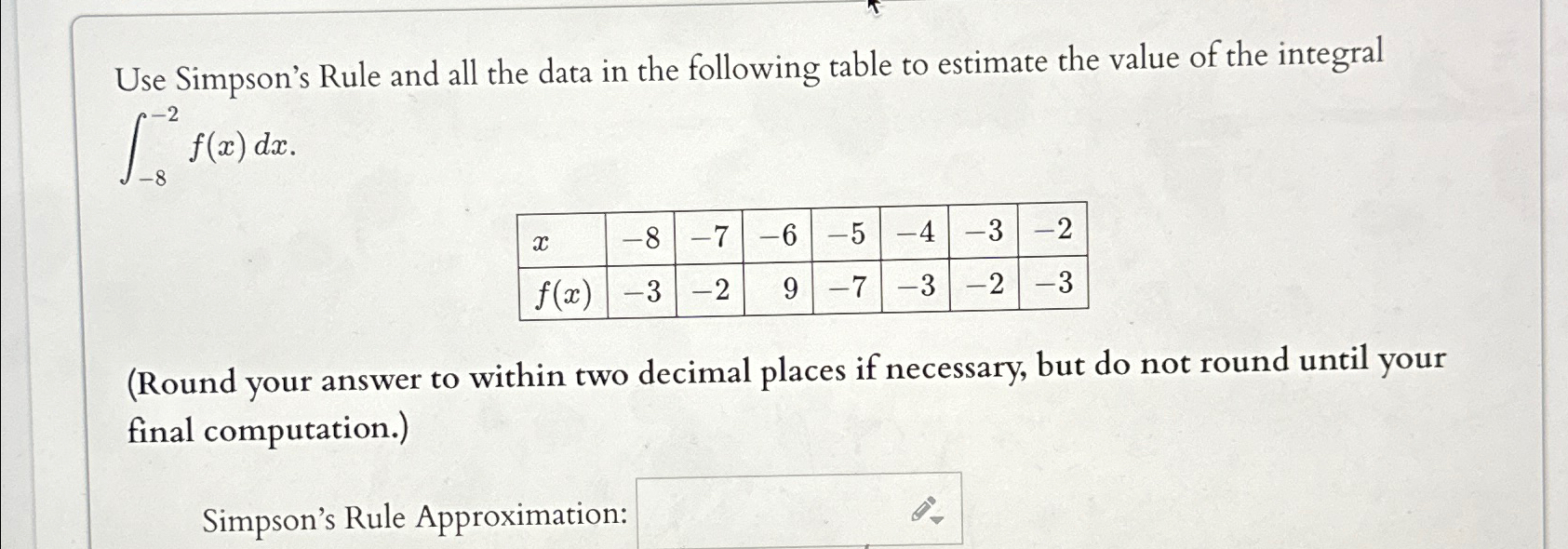 Solved Use Simpson's Rule and all the data in the following | Chegg.com