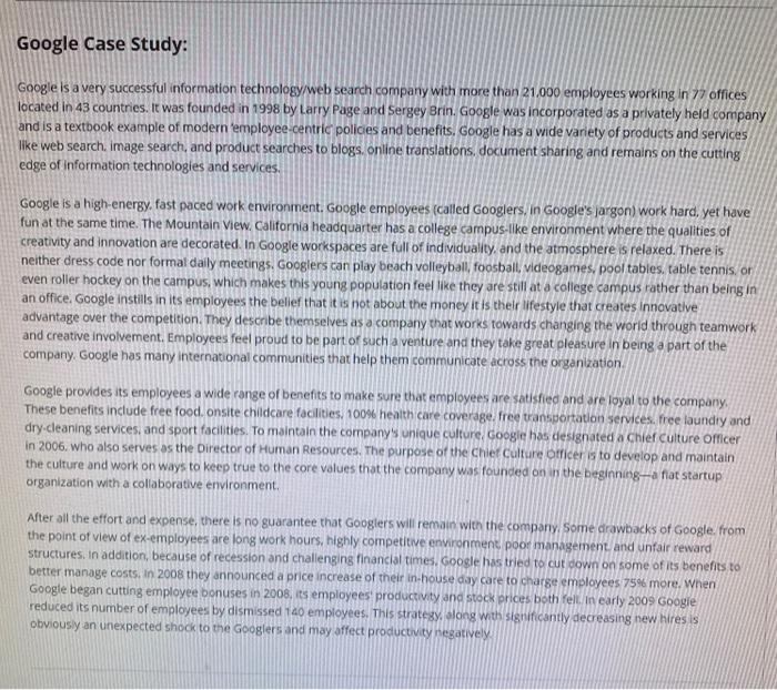 the google phenomenon case study answers