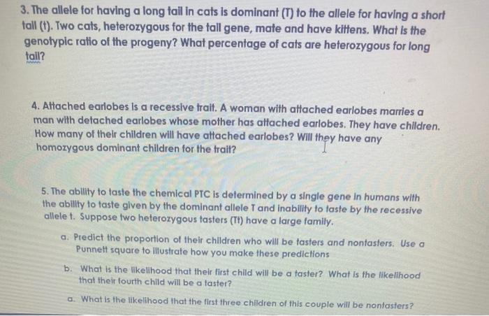 Solved MONOHYBRID CROSSES Use Punnett Squares To Help Solve Chegg Com