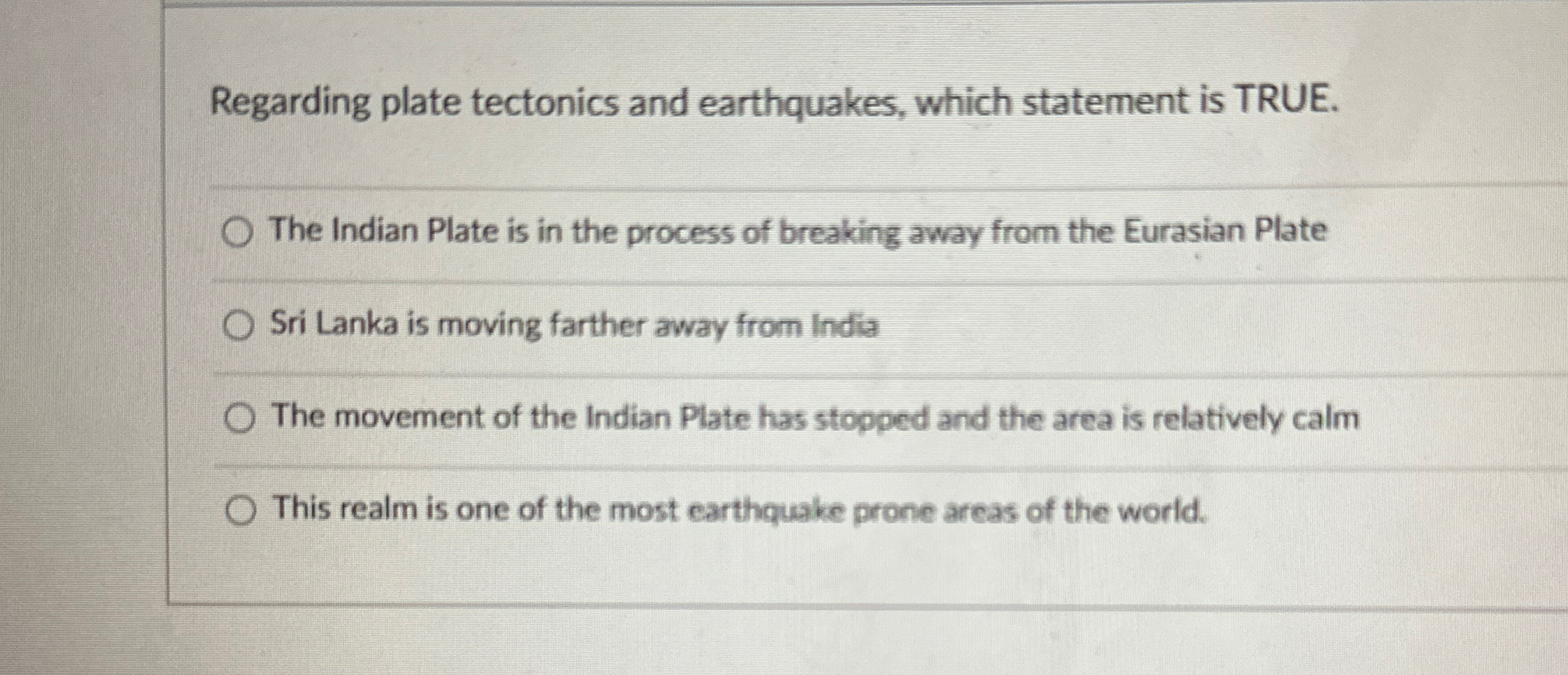 Solved Regarding plate tectonics and earthquakes, which | Chegg.com