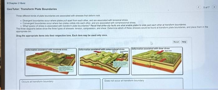 Tutor: Transform Plate Boundaries Thee dfferenk | Chegg.com