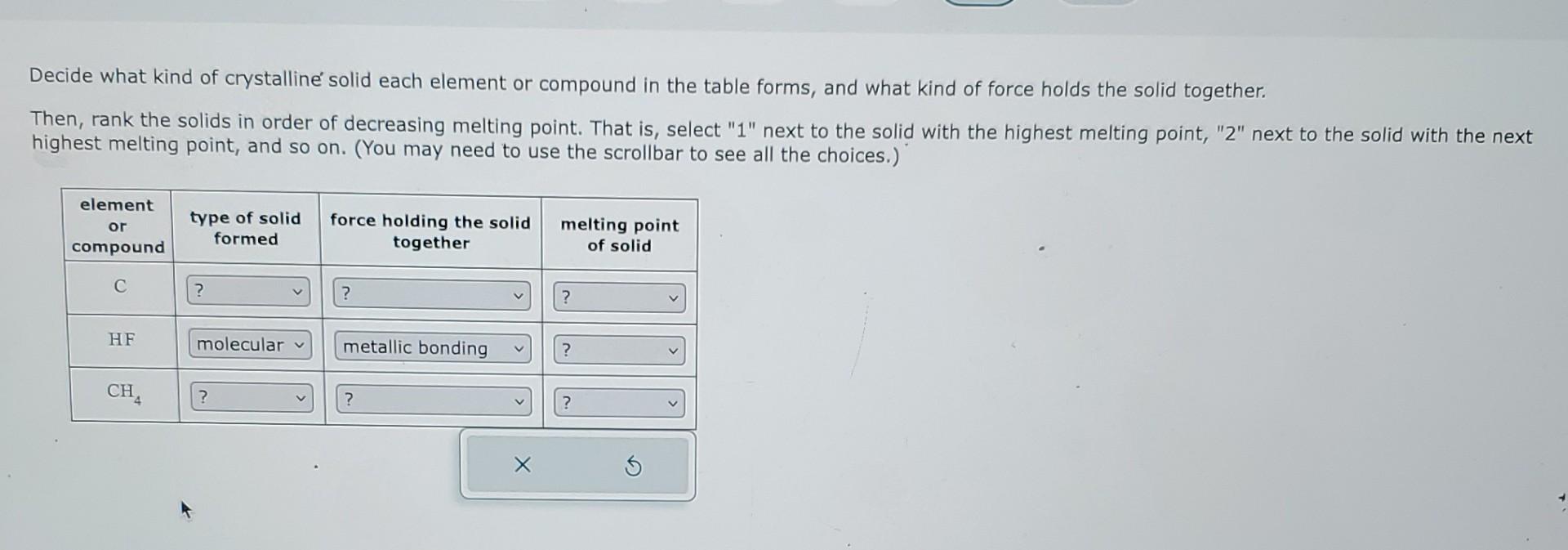 Solved Decide what kind of crystalline' solid each element | Chegg.com