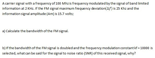 Solved A carrier signal with a frequency of 100 Mhz is | Chegg.com